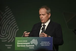Minister for Government Services Bill Shorten speaks at The Australian Financial Review Government Services Summit.